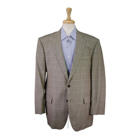 Brooks Brothers Green Brown Tan Houndstooth 2-Btn Wool Sportcoat Blazer 46R
